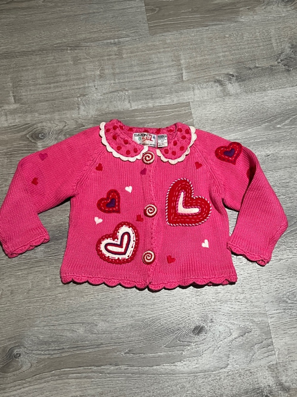 Rare Vintage Simon Sez by Michael Simon Pink Heart Cardigan - Picture 2 of 16